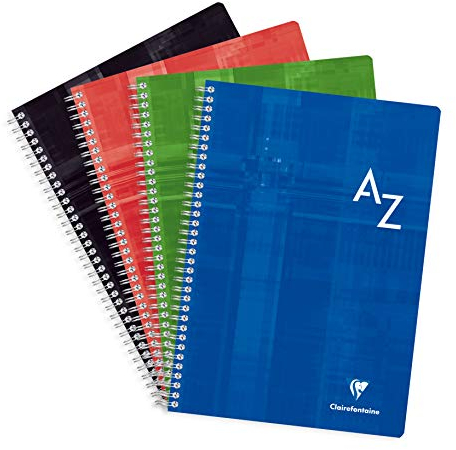 Clairefontaine 8149C Registerbuch Spirale, A4, kariert, 90 Blatt, farbig sortiert