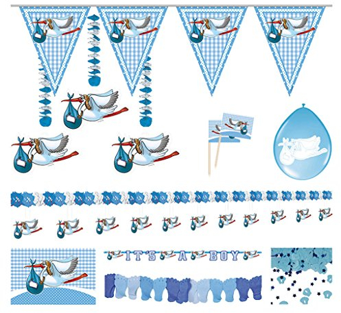 Folat - Partyset Geburt, Girlande, Konfetti, Fahne, Wimpelkette, Ballons, Picker, Baby-Party, Taufe