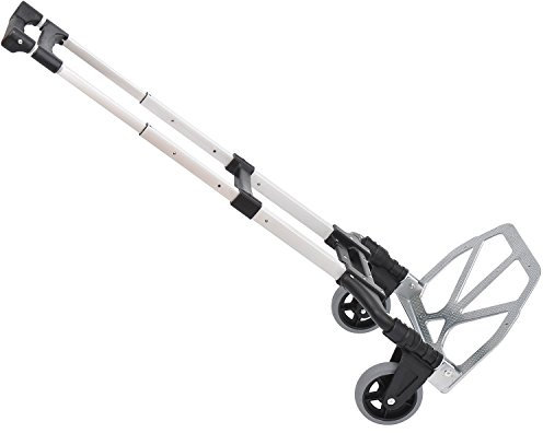 HOMCOM Carrello Portapacchi Pieghevole in Alluminio e Plastica max 70kg con Maniglie Telescopiche e Altezza Regolabile, 41x38.7x100 cm, Argento