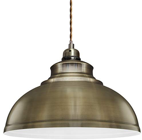 Long Life Lamp Company Modern Vintage Antique Brass Pendant Light Shade Industrial Hanging Ceiling Light Ideal for Dining Room Bar Clubs & Restaurants