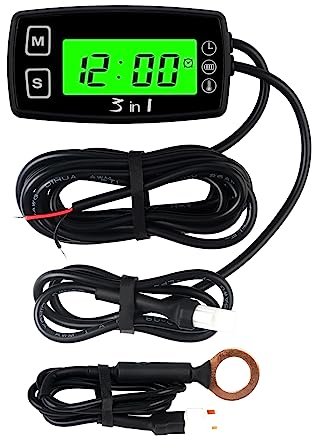 Runleader Digital LCD Motortemperaturanzeige Voltmeter, programmierbare Warnmeldung, Uhranzeige, Auswahl des Hintergrundbeleuchtungsmodus für Generator Motorrad Dirtbike ATV Außenborder Motor