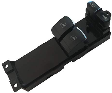 Twowinds - Interruptor Elevalunas 1J3959857AB Compatible con VW Golf, Seat Leon Toledo, Audi A3 - Puerta Delantera Izquierda (lado conductor) - Botonera Ventanilla - Cierre Centralizado- Cromado