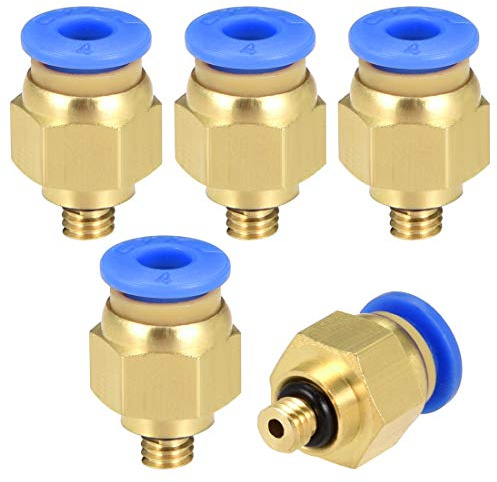 sourcing map Lot de 5 raccords pneumatiques droits M5 mâle x 4 mm OD avec joint torique noir