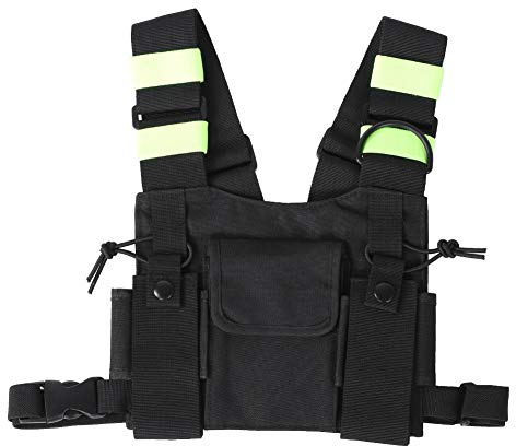 Walkie Talkie Brusttasche, Reflektierendes Band Brustgeschirr Front Pack Pouch Holster Tragetasche für Zwei-Wege-Radios Walkie Talkie