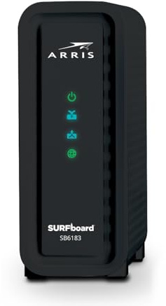 ARRIS (SB6183) -Cable Modem - Fast DOCSIS 3.0 16x4 Gigabit, [Check with your provider for compatibility], 1 Gbps Port, 400 Mbps Max Internet Speed, 2 Year Warranty