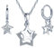 Yumilok Damen Halskette mit Stern Anhänger Damen Ohrringe Creolen Ohrstecker Zirkonia 925 Sterling Silber Schmuck Sets für Frauen Mädchen