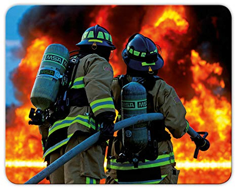 Addies Mousepad 'Feuerwehr' schönes Mauspad Motiv in feiner Cellophan Geschenk-Verpackung mit Kautschuk Untermaterial, 24x19cm - MP12