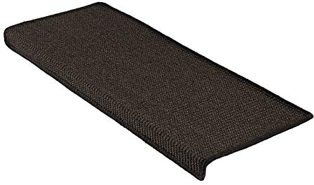 Floordirekt Sisal Stufenmatten innen 1 Stück schwarz eckig, Treppenstufen Matten für Holztreppen, antirutsch Treppenteppich Selbsklebennd und Allergikerfreundlich (mit Lippe 65 x 23,5 cm)