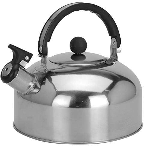 LS-LebenStil Edelstahl Flötenkessel 2,0L Camping Wasserkessel Pfeifkessel Teekessel Gasherd Gas Induktion Wasserkocher Wohnmobil Campingkocher