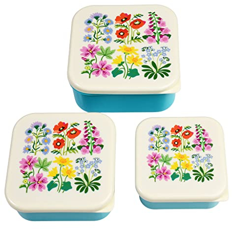 Rex London Wild Flowers Reusable BPA Free Snack Boxes (Set of 3)