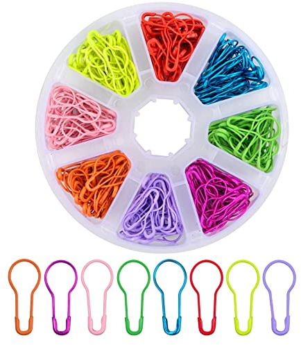 Vesaneae 320 Stück 8 Farben Birne Pins, Mini Glühbirne Sicherheitsnadeln, Maschenmarkierer, Metall Gourd Pins, Calabash Pin mit Aufbewahrungsbox, Kürbis Pins für DIY Kleidung Basteln Crafting