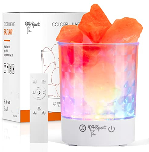 FORALES Lámpara de sal del Himalaya, sal de cristal natural, el recipiente más saludable para difusor de aceites esenciales, ruido blanco, rocas de sal con control remoto y 1 GB de RAM