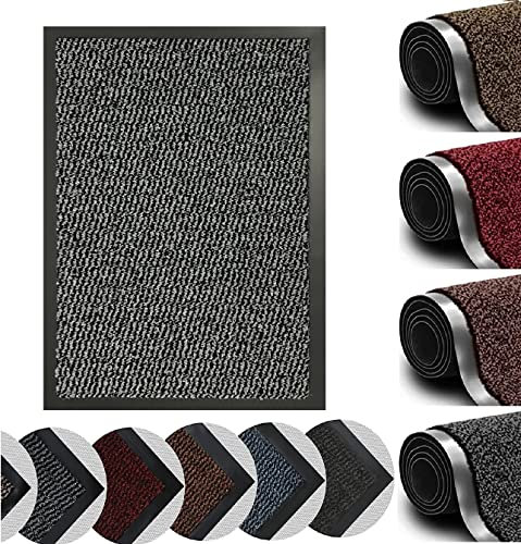 Dirt Trapper Door Mat for Indoor&outdoor, Washable Barrier Door Mat, Heavy Duty Non-Slip Entrance Rug Shoes Scraper, Super Absorbent Front Door Mat Carpet (80 x 120 cm, Beige)