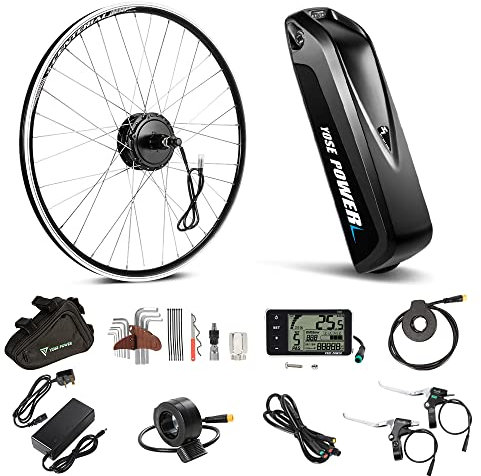 YOSE POWER 28''(700C) E-bike Conversion Kit 36V350W Rear Wheel Motor for Cassette with Integrated controller 36V13Ah Battery