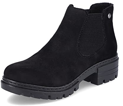 Rieker Damen Chelsea Boots 76884, Frauen Stiefeletten,halbstiefel,Kurzstiefel,uebergangsschuhe,Schlupfstiefel,schwarz (00),39 EU / 6 UK