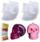 Cayway 3D Resina Epoxi Moldes de Calavera, 2 Pz Calavera Molde de Silicona para Velas para Halloween y 4 Pz Lentejuelas para Fiesta de Halloween, Hacer Velas, Jabón