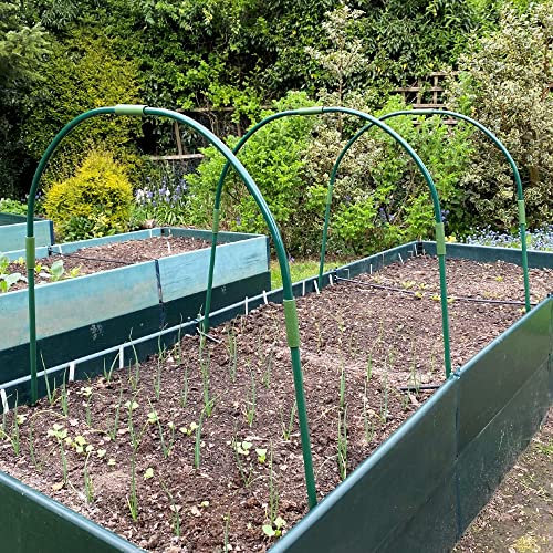 Extendable Garden Cloche Hoops for Netting Plant Protection & Support | Heavy Duty Metal Grow Tunnel Polytunnel Greenhouse Arch Kits & Connectors (1.1m W x 1m H (Pack of 3))