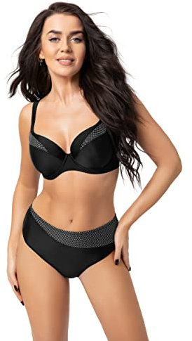 Selente My Secret D7319 Costume Mare/Piscina Donna a 2 Pezzi con Ferretti e Coppe differenziate, Nero Pois, 6D