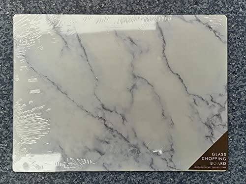 Biznest 50X40Cm Tempered Glass Worktop Saver Grey Marble Dishwasher Safe 5mm Chopping Board