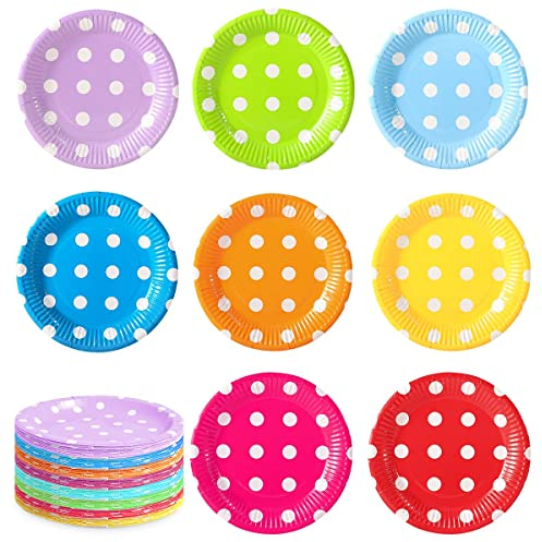 CINGHIA Platos de Papel para Fiesta y Cumpleaños, 80 Piezas, 7 Inch Elegantes, de Cartón para Reuniones, Camping, Picnic