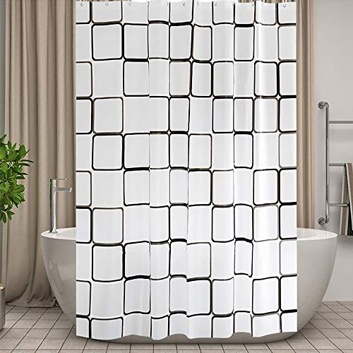 Vllcsla Tenda Doccia a Prova di Muffa, 180x240 cm, 180 200 220 240 cm Tende da Doccia, per Vasca, Extra Lungo Tenda Doccia Antimuffa Impermeabile, Tende per Bagno Quadrati, Antibatteriche, Bianco