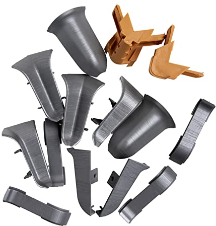 NORDLINGER PRO Kit de finition plinthes - Gris Alu - Kit comprend 2 embouts droits - 4 angles rentrants - 4 jonctions droites