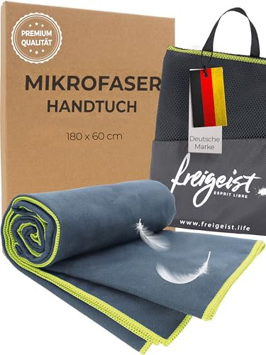freigeist® Mikrofaser Handtuch | Microfaser Badetuch Groß | Super Strandtuch Mikrofaser | perfekt als Sporthandtuch | 160x80 cm (Schwarz|Gelb)