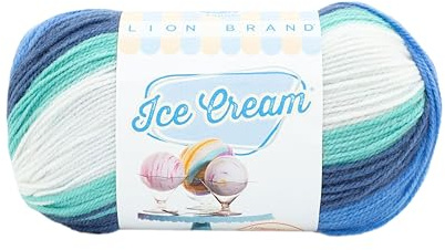 Lion Brand Yarn Ice Cream, DK Weight Acrylic Blend Yarn for Knitting, Crochet, and Crafts, Baseball Nut, 1 Pack