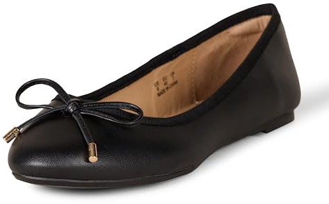 Amazon Essentials Women's Billie Ballet Flats, Black, 4 UK