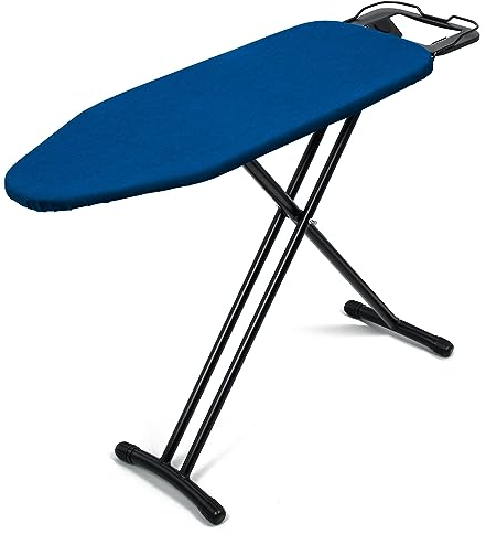 Duwee Tabla de Planchar de 32x93cm con Cubierta Resistente al Calor, Tabla de Planchar Grande Plegable de Altura Ajustable, Almohadilla de Fieltro Gruesa, Patas Fuertes, Azul