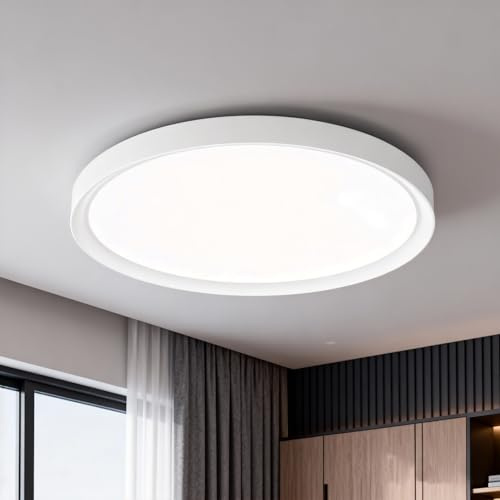 UISEBRT LED Deckenleuchte Flach Rund Deckenlampe 36W 6500K Modern Panel Lampe IP44 Wasserdicht Weiß Badlampe für Küche Bad Schlafzimmer Flur Keller, Ø28,5CM