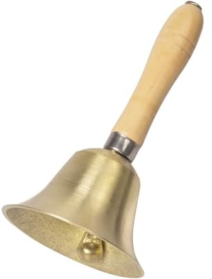 Pumwoy 15cm Campana de Mano con Mango, Campana de Mano de latón, Campanillas de Metal, Campana de Llamada de Mano Grande, Campanas de Mano de Papá Noel para el hogar, Fiesta, decoración
