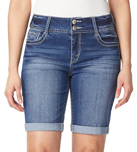 WallFlower Damen Bermudas Luscious Curvy Mid-Rise Denim Insta Stretch Juniors Belted 3 Shorts & 9 Bermuda, Sizes 0 to 24