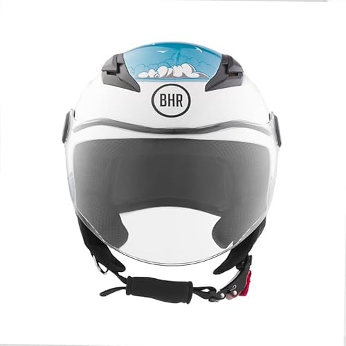 BHR Casco Moto Bambino, Casco Demi-Jet 838 CHILDREN | Omologato ECE 22.06, Casco Scooter per Bambini/Bambine, Visiera Antigraffio e Sgancio Micrometrico