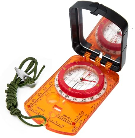 Compass Military Kompass Outdoor, Professioneller Kompass Kinder Militär Marschkompass Mit Sichtspiegel, Kompass für Camping, Wanderung, Navigation Kompass mit Fluoreszierendem Designßfest