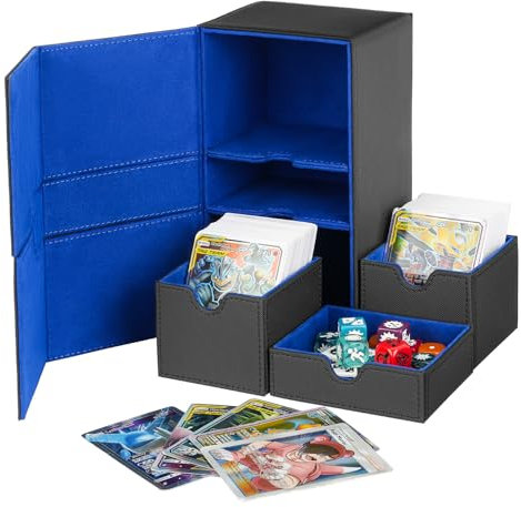 IVODEELA Deck Box,PU Leather Magnetic Card Deck Box Fits 200+ Cards MTG,TCG,CCG, Card Storage Box For MTG Card Sleeves,Magic The Gathering Starter Kit with Dice Board for Mtg Playmat Uno Card Case