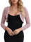 fuinloth Bolero Encaje Mujer Shrug Elegante para Fiestas Bodas Verano Toreras Rosa XL 44-46