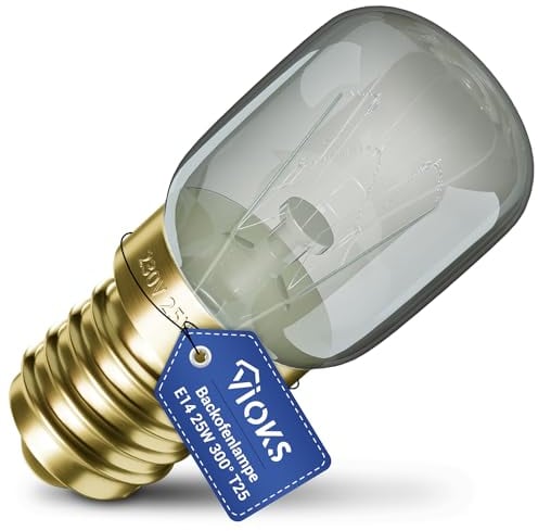 VIOKS Backofenlampe E14 25W 230V 300°C 25mmØ 57mm für AEG Bauknecht ZANUSSI Backofen Kühlschrank Dampfgarer - Т25 Kühlschrank Glühbirne - Leuchtmittel für Backöfen & Herde
