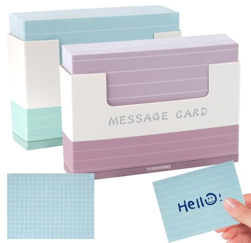 Tikplus 300 Karteikartenset, 150 Blatt Liniert und 150 Blatt Kariert, Klein Karten zum Vokabeln Lernen, Beidseitig Beschreibbar Lernkarten Flashcards für Lernen Formeln oder Notizen