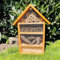 DARLUX massives handgefertigtes L Insektenhotel aus Holz I 52 x 28 x 12 cm (HxBxT) mit Ständer Höhe 72 cm I Wildbienen Nisthilfe I Bienenhotel I Insektenhaus I wetterfest I lasiert in Braun