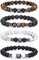 RANKEEF Bracelet Oeil de Tigre pour Hommes 8MM Ensemble de Bracelets de Perles de Pierre Naturelle Bracelets de Pierre de Lave Extensibles Bracelet de Perles de Cristal Noir réglable pour Hommes