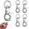 Karabinerhaken mit Drehgelenk, 5 Stück Karabinerhaken Wirbelkarabiner, Zinklegierung Scherenkarabiner, Wirbel Schnappkarabiner, Robust Zinklegierung Karabiner Hundeleine (Silber)