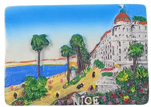Kühlschrankmagnet mit 3D-Motiv, Motiv: Nizza, Frankreich, Reise-Souvenir, Küche, Kühlschrankmagnet, Dekoration, handbemalt