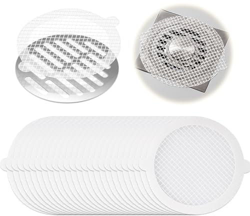 Paquet de 25 Filtres Adhésifs Anti-Cheveux Jetables pour Evacuations Grand Diamètre 11cm, en Fibre de Verre Haute Résistance, Solution Efficace Contre Les Bouchons de Canalisation