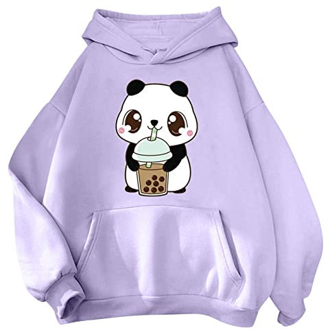 Langlaufski Set Damen Klassisch Komplett Süße Mode-Sweatshirts für Damen, Sweatshirts für Teenager-Mädchen Weihnachtspullover Katze (Purple, S)