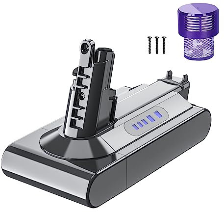V10 Battery, Replacement Battery for Dyson V10 Animal V10 Absolute V10 Motorhead V10 Fluffy Cordless Vacuum Cleaner (1 Filter + 3 Screws)