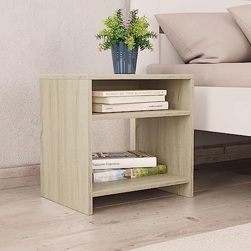 Homvdxl 3 Tier Bedside Table with Open Shelves, Small Side Table Bed Side Table with Open Storage, 40x30x40 cm Sofa End Table for Living Room - Brown