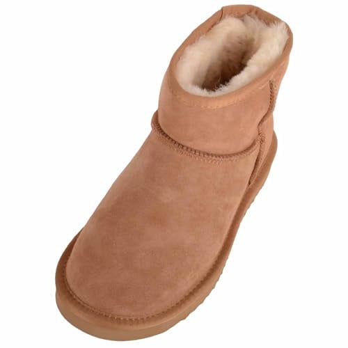 SNUGRUGS Womens Genuine Sheepskin Mini Ankle Boots, Reinforced Heel