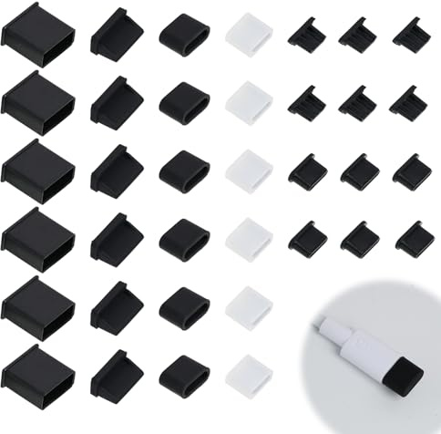Yerozhui 36 pcs Bouchon USB c, Kit Anti-poussière USB pour Ports USB-A, USB-C et Micro-USB, Capuchons Anti-poussière en Silicone Souple, Protection Efficace pour Smartphones et Ordinateurs Portables