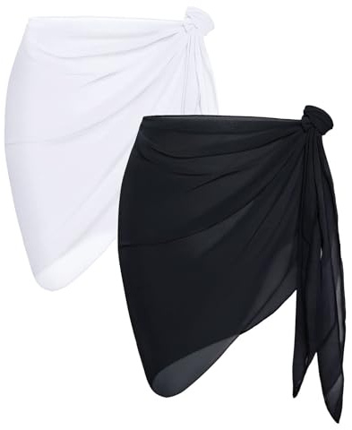 Wisebom Pareo Dam, Pareo Sarong Strand Täcker Kjolar, Bikinis Multipurpose Beach Wrap Korta Chiffong Strandstrandöverdrag Semester Party Strandkläder